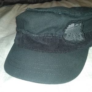 NWOT Womens Black Graphic Military Style Cap